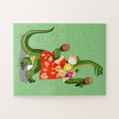 ブロントサウルスのマ遊ラカスイラストレーション。 ジグソーパズル (横)