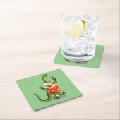 ブロントサウルスのマ遊ラカスイラストレーション。 スクエアペーパーコースター (インサイチュ)