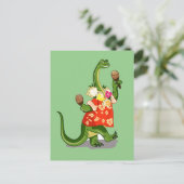 ブロントサウルスのマ遊ラカスイラストレーション。 ポストカード (スタンド正面)