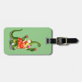 ブロントサウルスのマ遊ラカスイラストレーション。 ラゲッジタグ (正面横)