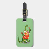 ブロントサウルスのマ遊ラカスイラストレーション。 ラゲッジタグ (正面縦)