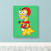 ブロントサウルスの遊イラストレーション。 キャンバスプリント (インサイチュ (ウッドフロア))