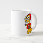 ブロントサウルスの遊イラストレーション。 ジャンボコーヒーマグカップ (正面右)