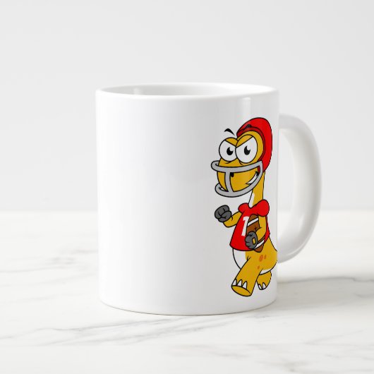 ブロントサウルスの遊イラストレーション。 ジャンボコーヒーマグカップ (正面右)