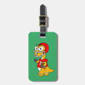 ブロントサウルスの遊イラストレーション。 ラゲッジタグ (正面縦)