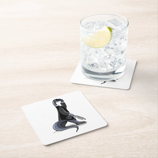 ブロントサウルスは映画のキャラクターとして服を着た。 スクエアペーパーコースター (インサイチュ)