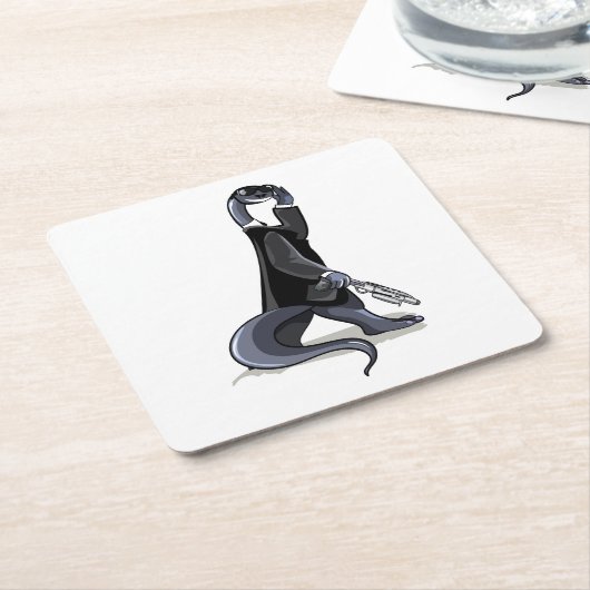 ブロントサウルスは映画のキャラクターとして服を着た。 スクエアペーパーコースター (アングル)