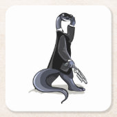 ブロントサウルスは映画のキャラクターとして服を着た。 スクエアペーパーコースター (正面)