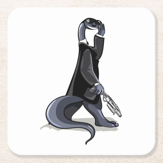 ブロントサウルスは映画のキャラクターとして服を着た。 スクエアペーパーコースター (正面)