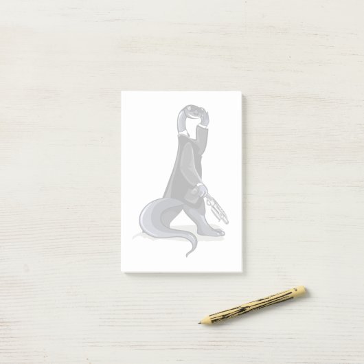 ブロントサウルスは映画のキャラクターとして服を着た。 ポストイット (デスク上)