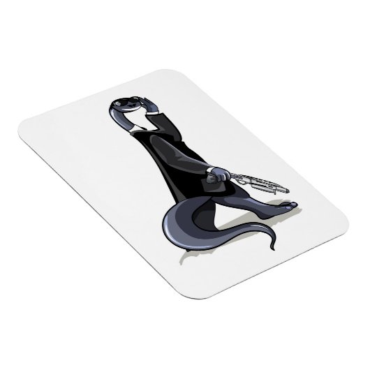 ブロントサウルスは映画のキャラクターとして服を着た。 マグネット (右側)