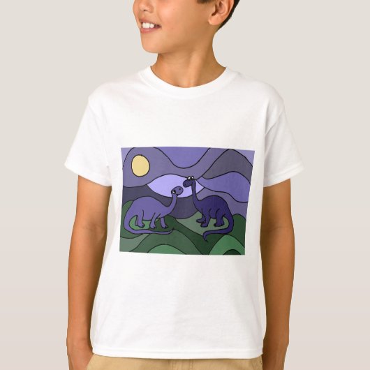ブロントサウルスカラフル恐竜アート Tシャツ (正面)