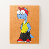 ブロントサウルスヒップホップ服を着た。 ジグソーパズル (縦)