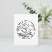 ブロントサウルス宇宙飛行士マウンテンサークルタトゥー ポストカード (スタンド正面)