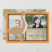 ブロントサウルス恐竜第3誕生日 招待状 (正面/裏面)