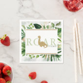 ブロントサウルス赤ちゃんシャワーカクテルグリーンと金ゴールド スタンダードカクテルナプキン (インサイチュ)