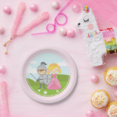 ブロンドおよび騎士パーティーのプリンセスプレート ペーパープレート (パーティー)