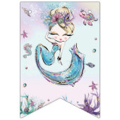 ブロンドお洒落マーメイド誕生日アンダーザシーズ バンティングフラッグ (第1の旗)