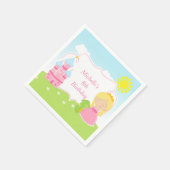 ブロンドかわいいプリンセスとドラゴンバースデーパーティー スタンダードカクテルナプキン (角)