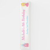 ブロンドかわいいプリンセスとドラゴンバースデーパーティー 横断幕 (縦)