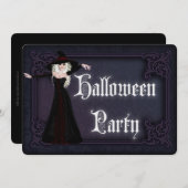 ブロンドかわいらしウィッチアダルトハローウィンパーティ招待状 招待状 (正面/裏面)