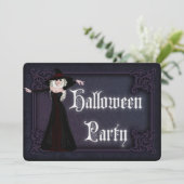ブロンドかわいらしウィッチアダルトハローウィンパーティ招待状 招待状 (スタンド正面)