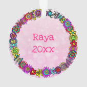 ブロンドかわいらしフェアリー&レインボーユニコーン&バタフライ オーナメント (裏面)