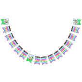 ブロンドかわいらしプリンセスとユニコーン誕生日バナー バンティングフラッグ (全)