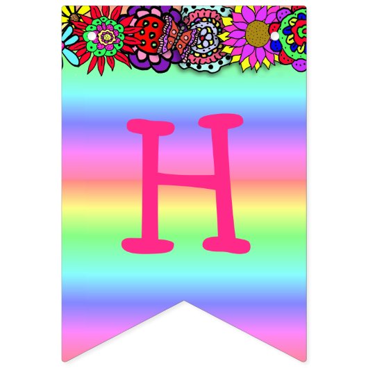 ブロンドかわいらしプリンセスとユニコーン誕生日バナー バンティングフラッグ (第2の旗)