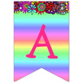 ブロンドかわいらしプリンセスとユニコーン誕生日バナー バンティングフラッグ (第3の旗)