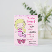 ブロンドかわいらしマーメイドバースデーパーティ招待状 招待状 (スタンド正面)