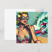 ブロンドかわいらしレトロ女性とサーファーガイ (正面/裏面)