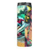 ブロンドかわいらしレトロ女性とサーファーガイ タンブラー (裏面)