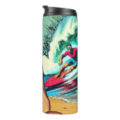 ブロンドかわいらしレトロ女性とサーファーガイ タンブラー (回転右)