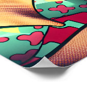 ブロンドかわいらしレトロ女性とサーファーガイ ポスター (角)