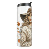 ブロンドかわいらし紅葉付き女性 タンブラー (回転左)