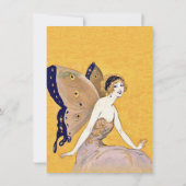 ブロンドかわいらし誕生日フェアリー蝶ウィングイエロー 招待状 (裏面)