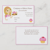 ブロンドかピンクのカップケーキのパン屋かベーカリー2の名刺 名刺 (正面/裏面)