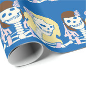 ブロンドとブルネットの女性スケルトンカップル ラッピングペーパー (ロールコーナー)