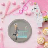 ブロンドのカウボーイのベビーシャワーの国の西部のテーマ ペーパープレート (パーティー)