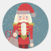 ブロンドのクリスマス・くるみ割り人形サンタ・ティール ラウンドシール (正面)