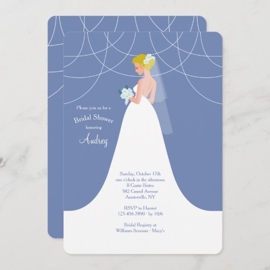 ブロンドのシャワーの招待状がある花嫁 招待状 (正面/裏面)