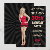ブロンドのセクシーな女性の誕生日パーティー招待状 招待状 (正面/裏面)