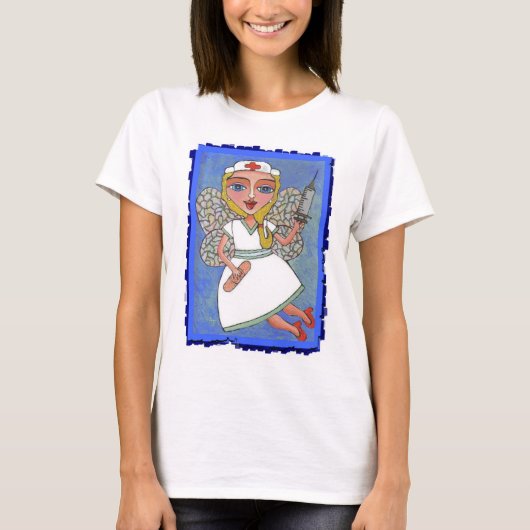 ブロンドのナースの妖精-女性RN LPN t-shrt Tシャツ (正面)