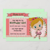 ブロンドのバレエかダンスパーティー 招待状 (正面/裏面)