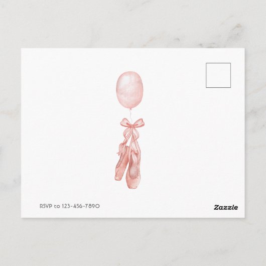 ブロンドのバレリーナの女の子の誕生日バレエ ポストカード (裏面)