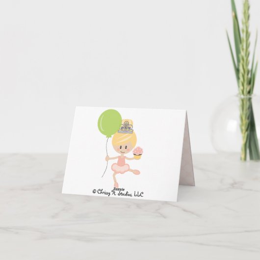 ブロンドのバレリーナの誕生日のサンキューカード サンキューカード (裏面)