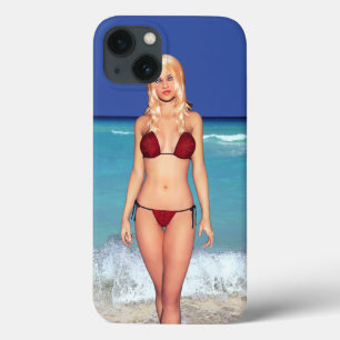 ブロンドのビキニのビーチの可愛い人 iPhone 13ケース