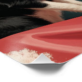 ブロンドのピンアップピンクの黒猫のドレス ポスター (コーナー)