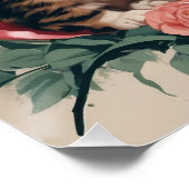 ブロンドのピンアップ赤いドレスと可愛い猫 ポスター (コーナー)